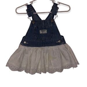 Kid's Oshkosh B'Gosh Denim Overall Dress with Eyelet Lace Skirt